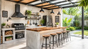 desain dapur outdoor industrial