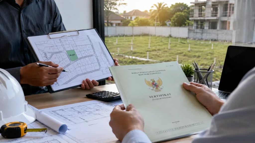 Diskusi perencanaan tanah di kantor