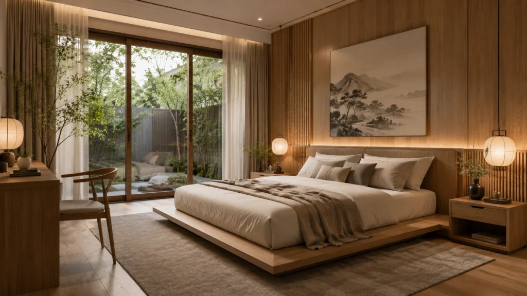 desain kamar tidur japandi mewah