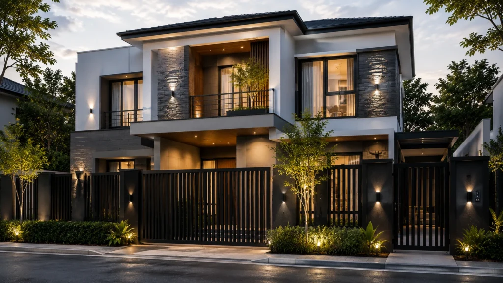 warna cat pagar rumah minimalis modern elegan
