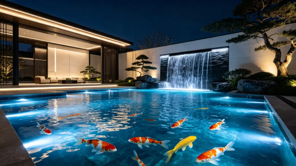 Kolam Ikan Modern Berlampu LED