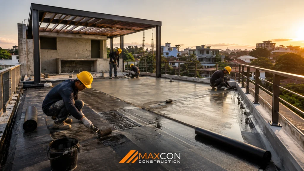 proses pembangunan rooftop minimalis