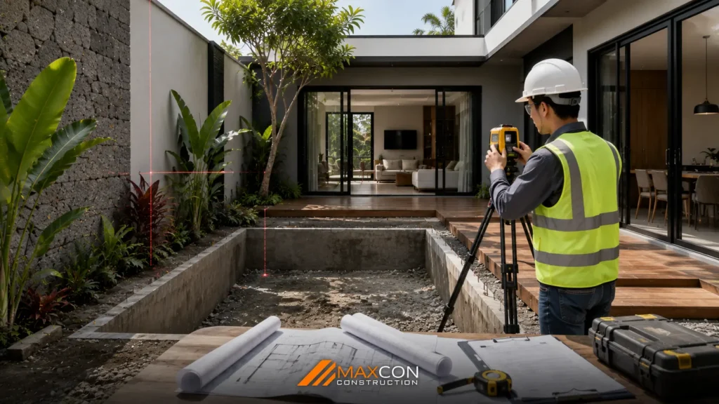 survei pembangunan kolam renang mini