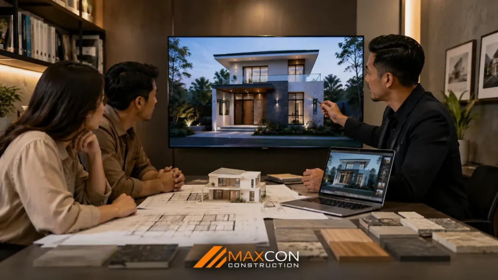 Arsitek Menunjukkan Desain 3D Rumah Ukuran 7x9 Tampak Depan