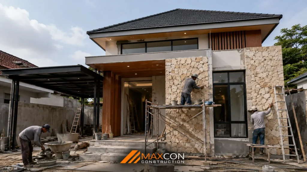 Pembangunan Fasad Rumah Ukuran 7x9 Minimalis Modern